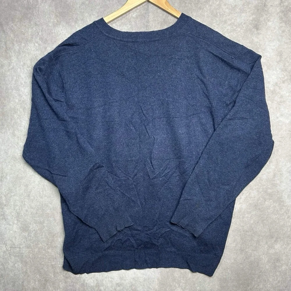 Vintage LL Bean Men's Large Blue 100% Cashmere Pullover V-Neck Sweater
